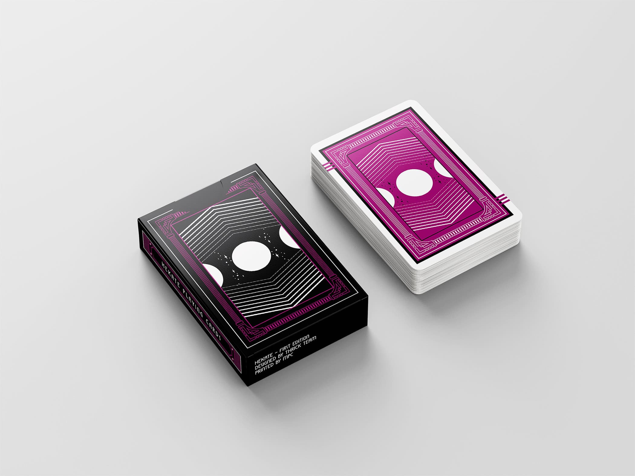Dorsos de las cartas y caja del proyecto Hekate